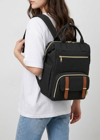 Black Lunch Backpack for Women – 2-in-1 with Detachable Insulated Lunch Box