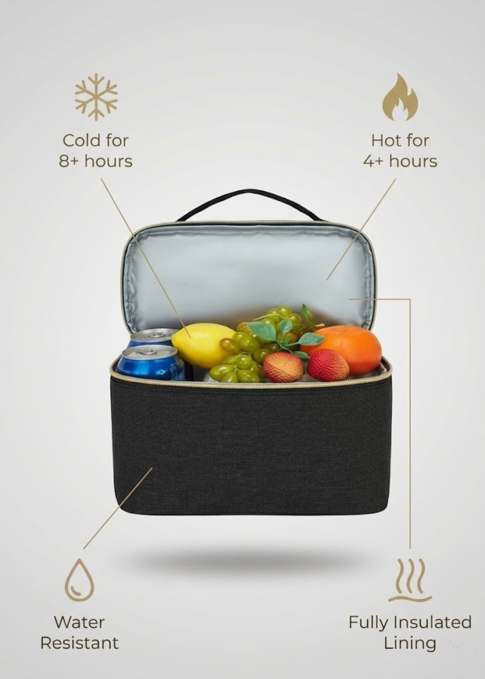 Black Lunch Backpack for Women – 2-in-1 with Detachable Insulated Lunch Box