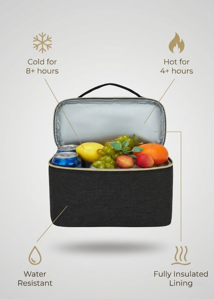 Black Lunch Backpack for Women – 2-in-1 with Detachable Insulated Lunch Box