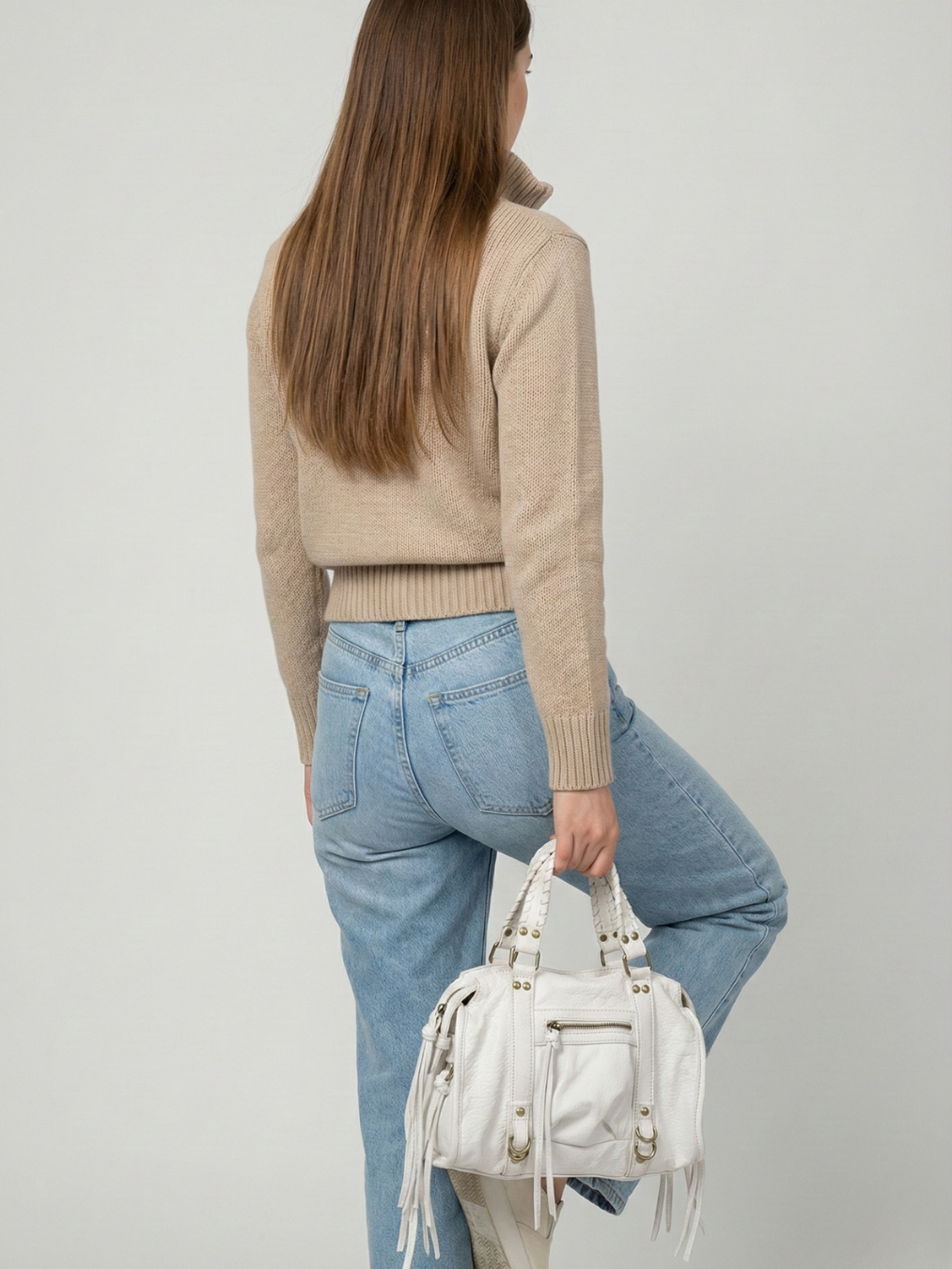 White Vegan   Leather Handbag for Schools