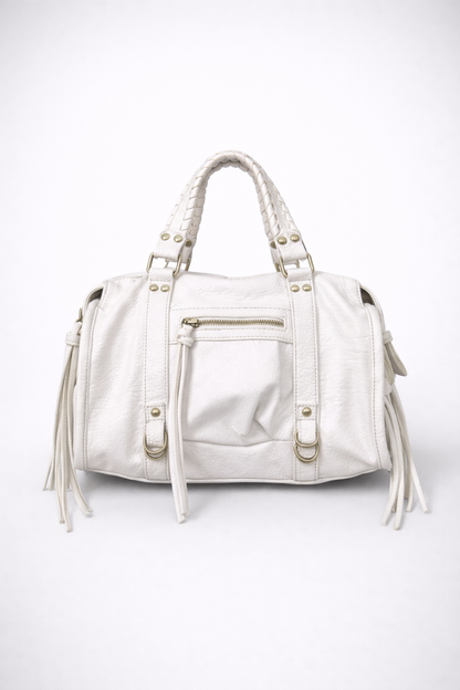 White Vegan   Leather Handbag for Schools