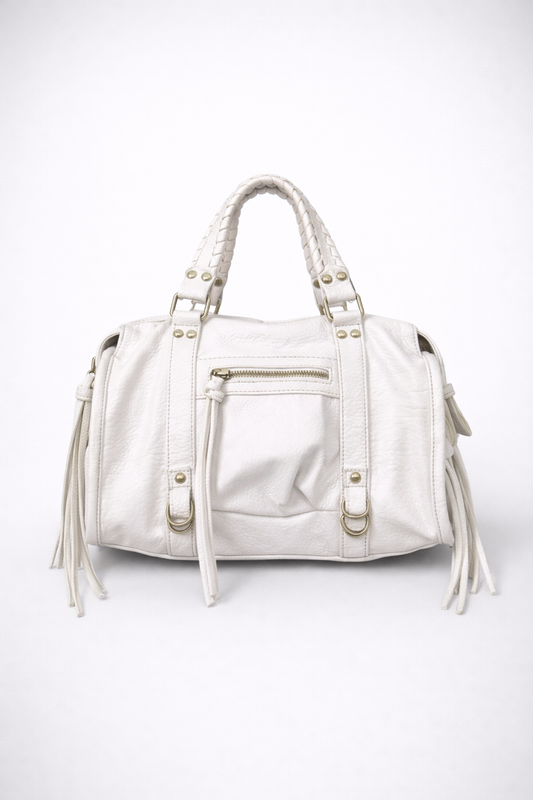 White Vegan   Leather Handbag for Schools