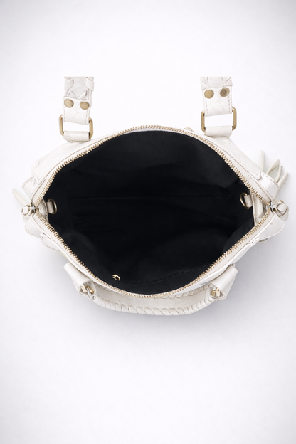 White Vegan   Leather Handbag for Schools