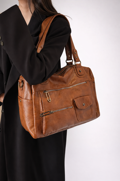 Big handbag for school with multiple front pockets