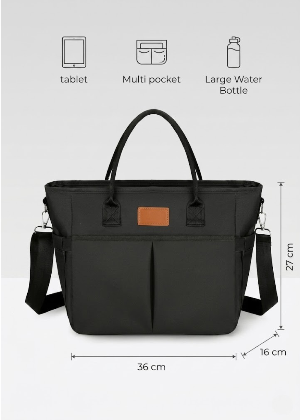 Black Waterproof Ladies Lunch Tote Bag | The Fitzroy