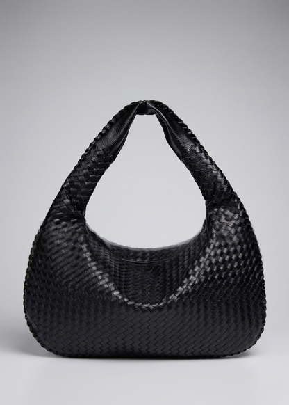 Black Leather Work Bag — Woven Hobo & Laptop | Mylos