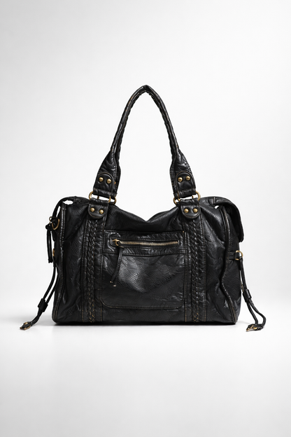black handbag for school with zipper pockets | PALERMO