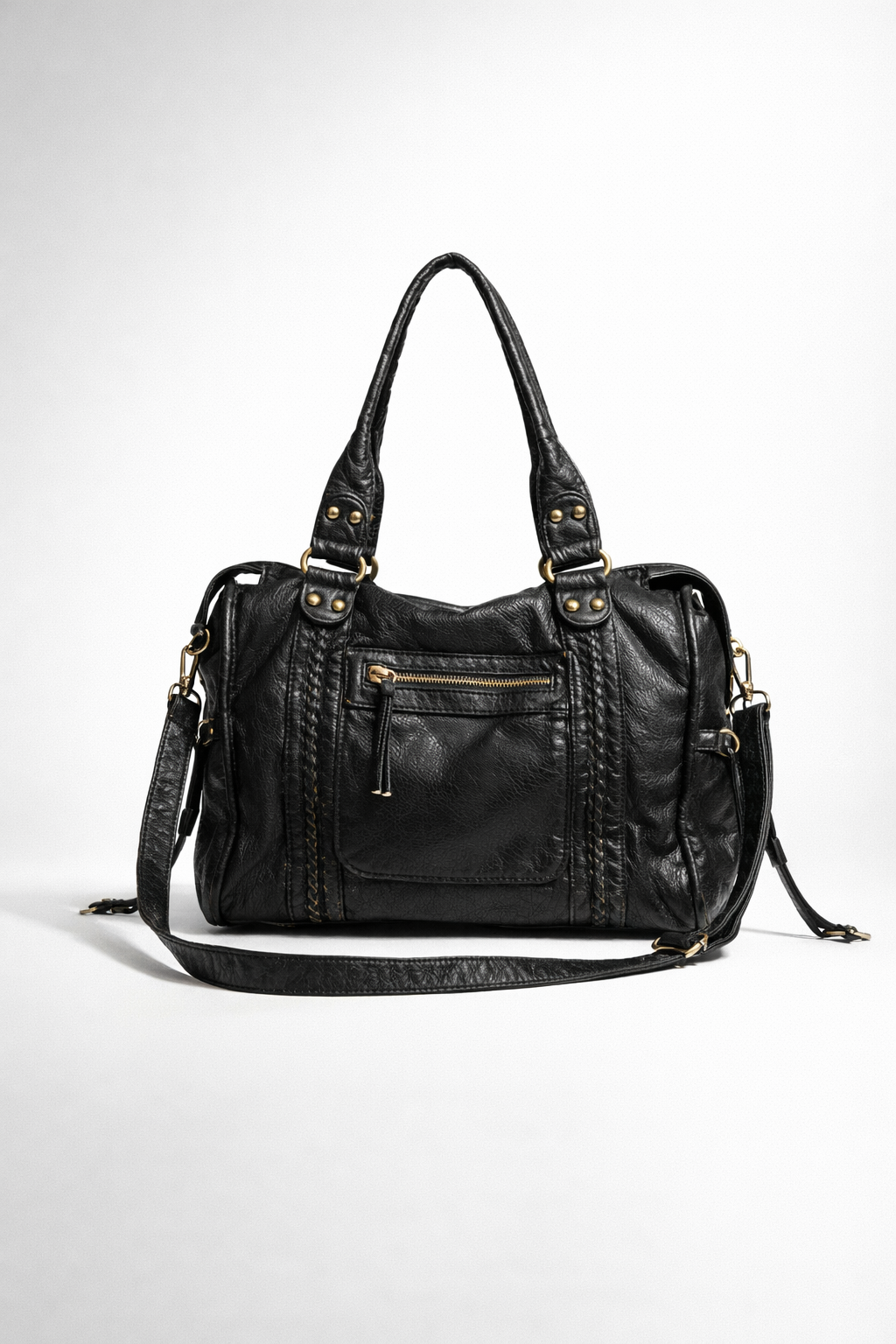 black handbag for school with zipper pockets | PALERMO