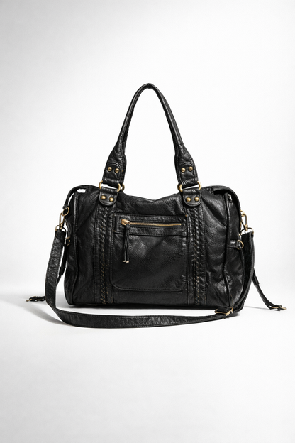 black handbag for school with zipper pockets | PALERMO