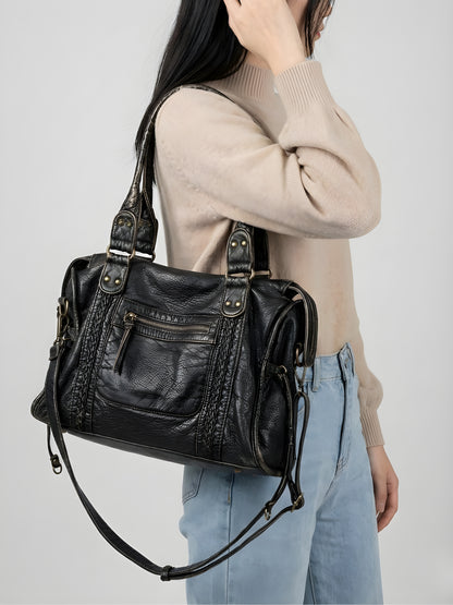 black handbag for school with zipper pockets | PALERMO