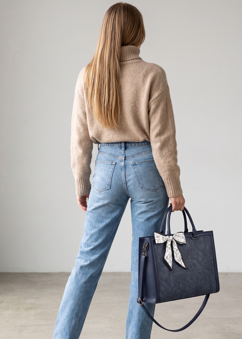 Navy  Work Tote Bag — Embossed  & Laptop bag | Corfu