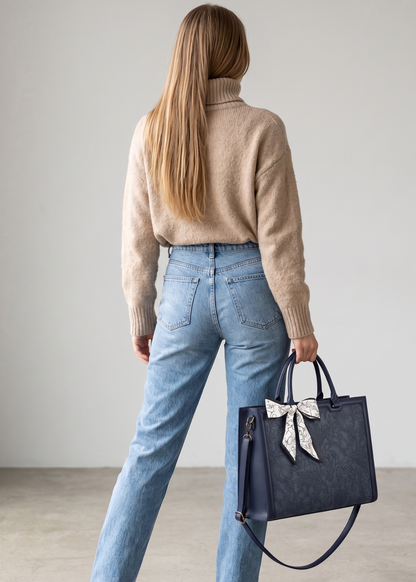 Navy  Work Tote Bag — Embossed  & Laptop bag | Corfu