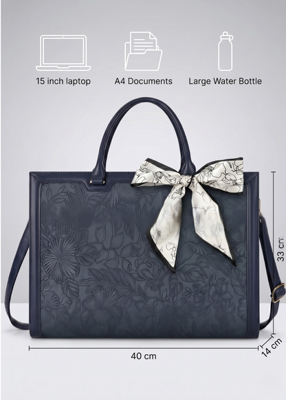 Navy  Work Tote Bag — Embossed  & Laptop bag | Corfu