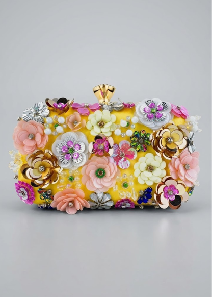 Beaded Floral Evening Clutch bag | Monaco