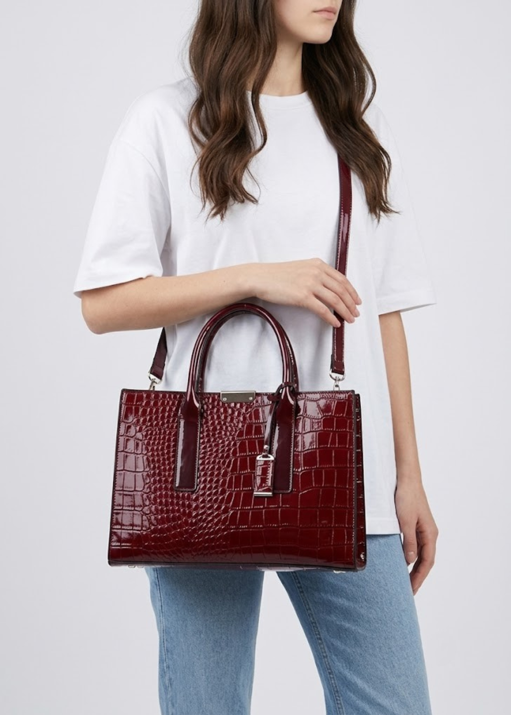 Structured Croc-Embossed Tote Bag |  Vienna