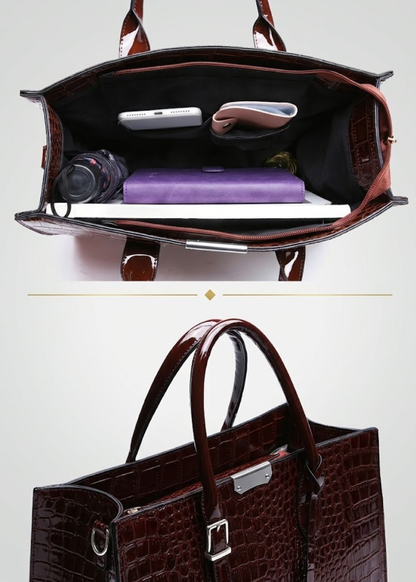 Structured Croc-Embossed Tote Bag |  Vienna