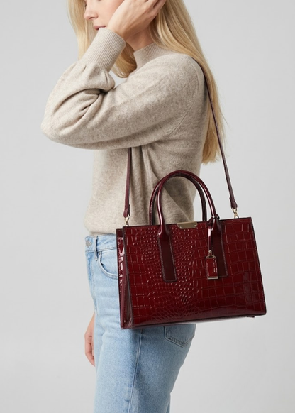 Structured Croc-Embossed Tote Bag |  Vienna