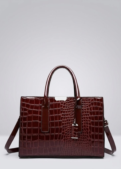 Structured Croc-Embossed Tote Bag |  Vienna