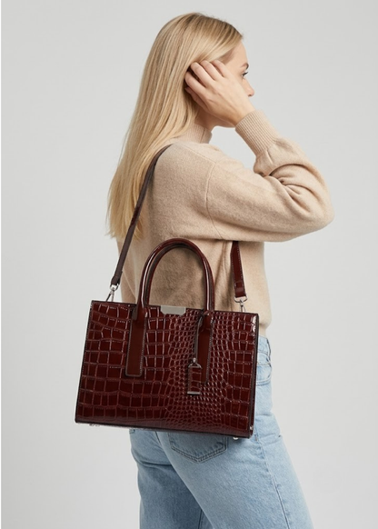 Structured Croc-Embossed Tote Bag |  Vienna