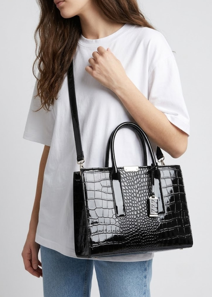 Structured Croc-Embossed Tote Bag |  Vienna