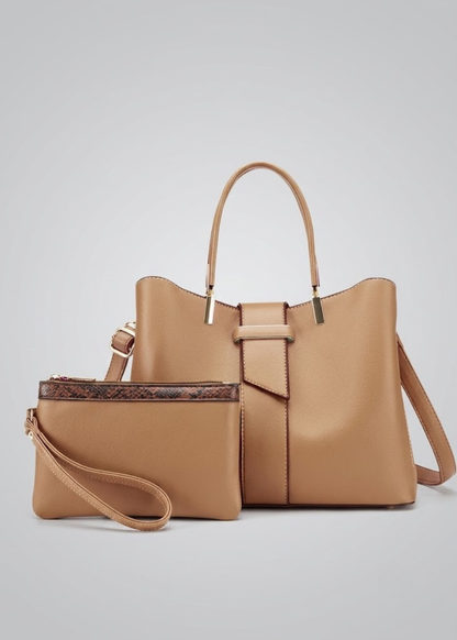 Structured leather Tote bag & Pouch Set |  Warsaw