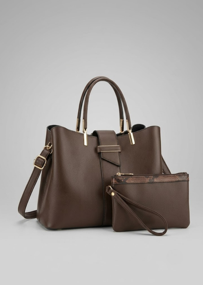 Structured leather Tote bag & Pouch Set |  Warsaw