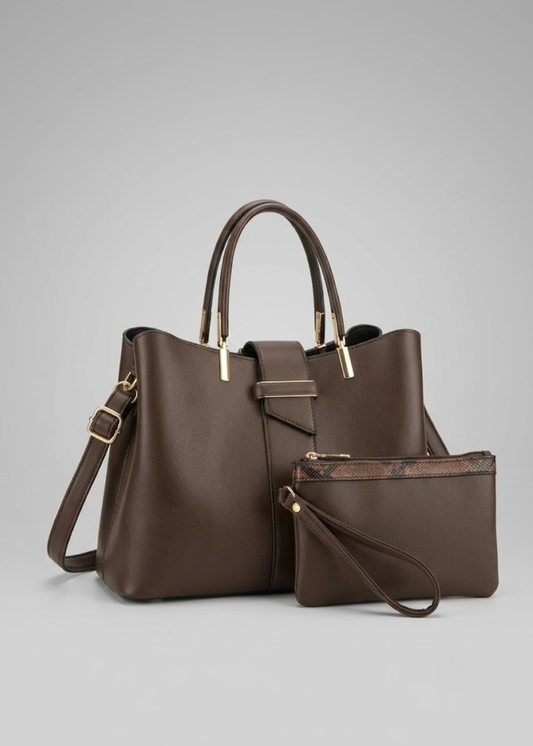 Structured leather Tote bag & Pouch Set |  Warsaw