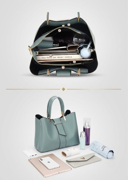 Structured leather Tote bag & Pouch Set |  Warsaw