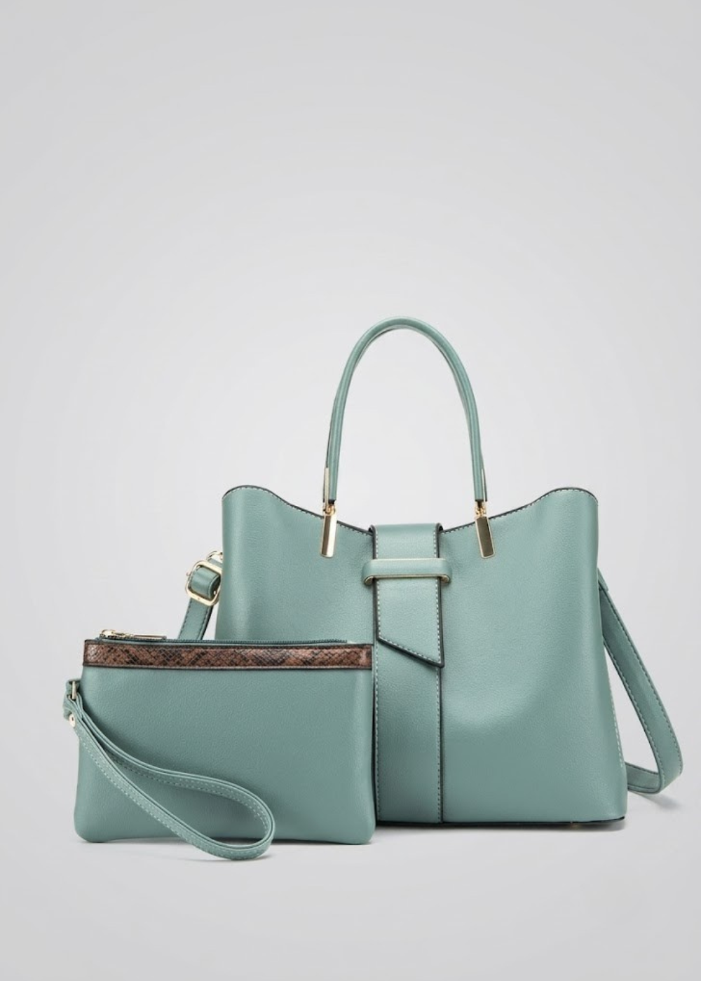 Structured leather Tote bag & Pouch Set |  Warsaw