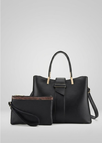 Structured leather Tote bag & Pouch Set |  Warsaw