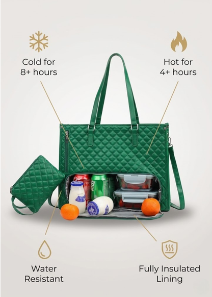 Green Insulated  Ladies Lunch Tote Bag |The Clerkenwell