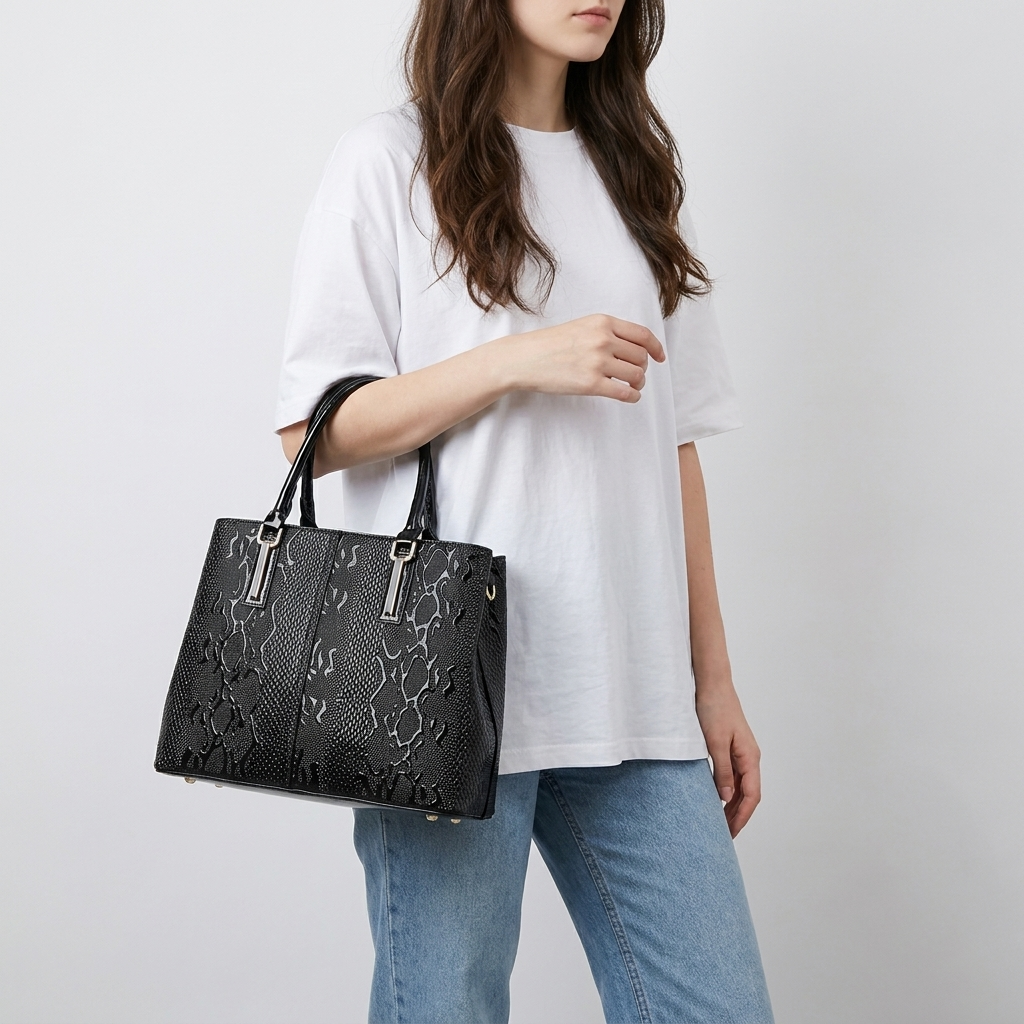 Snake Embossed Tote Bag, Colmar