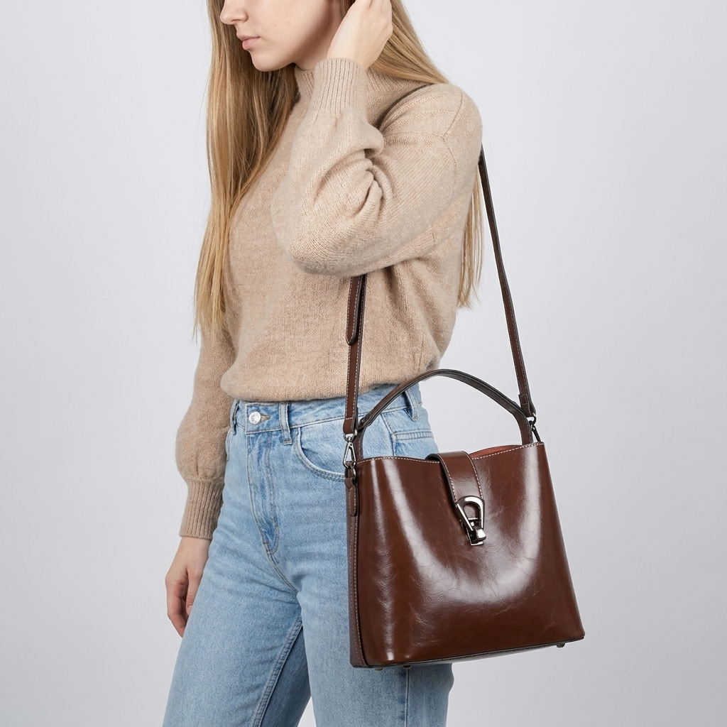 Genuine Leather Bucket Bag | Bern