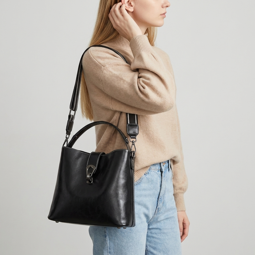 Genuine Leather Bucket Bag | Bern