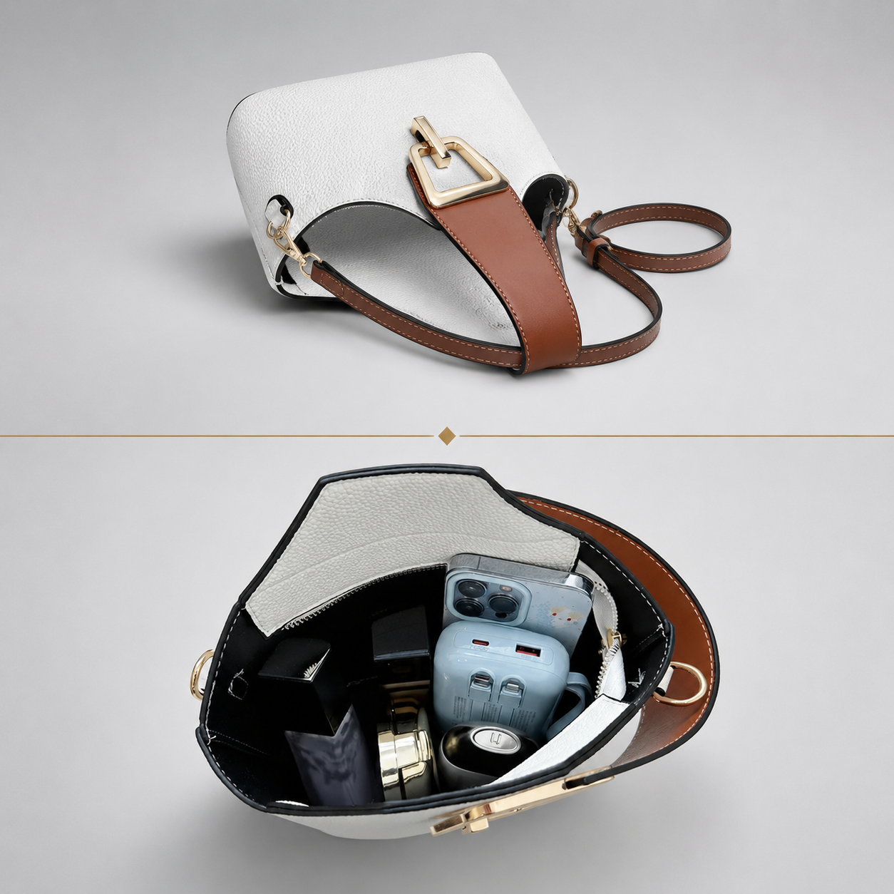 Two Tone Saddle Bucket bag | Aalborg