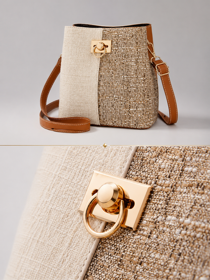 Two Tone Woven Bucket Bag |  Poitiers