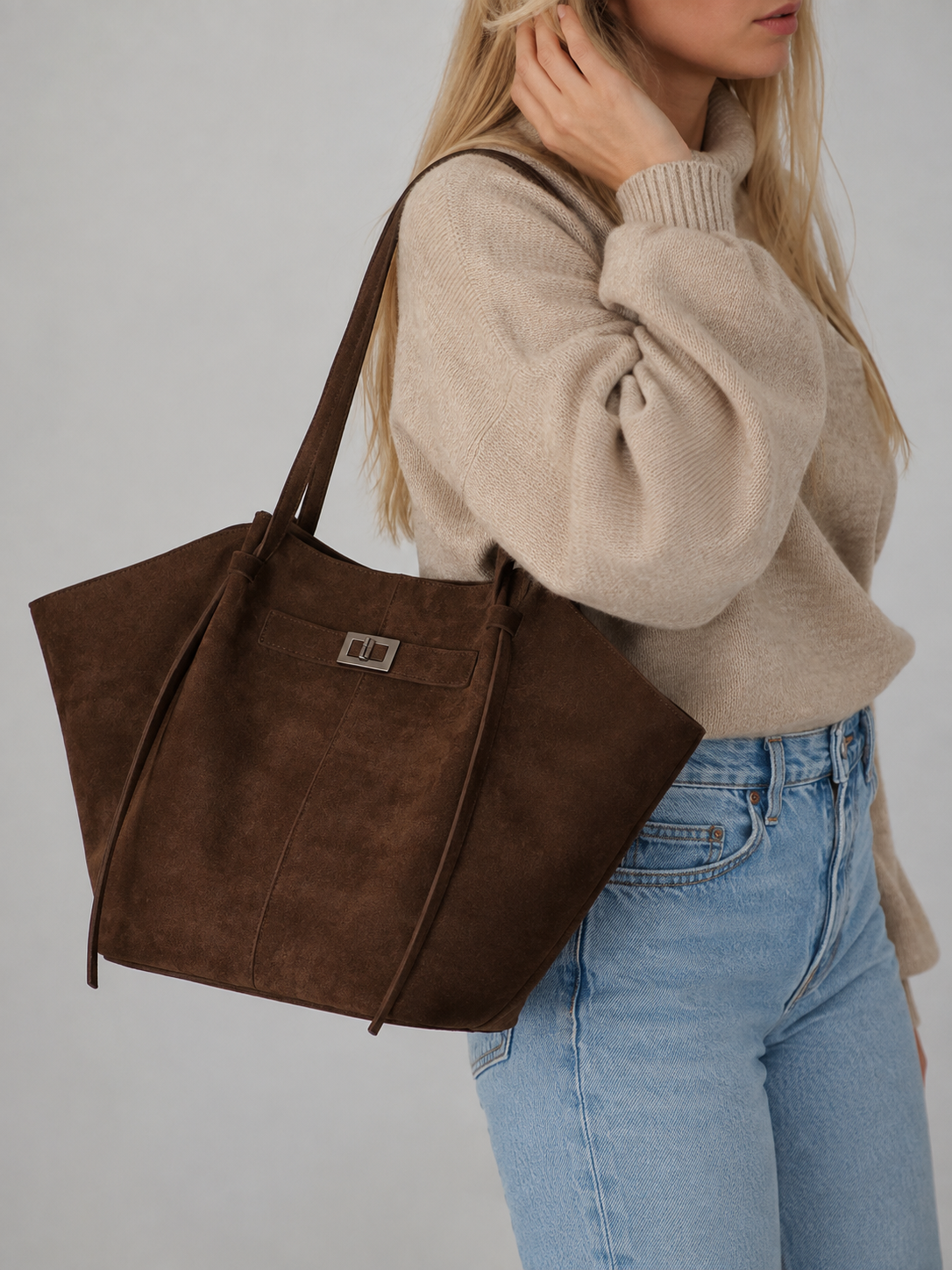 Structured Wing  suede  Tote bag | Bamberg