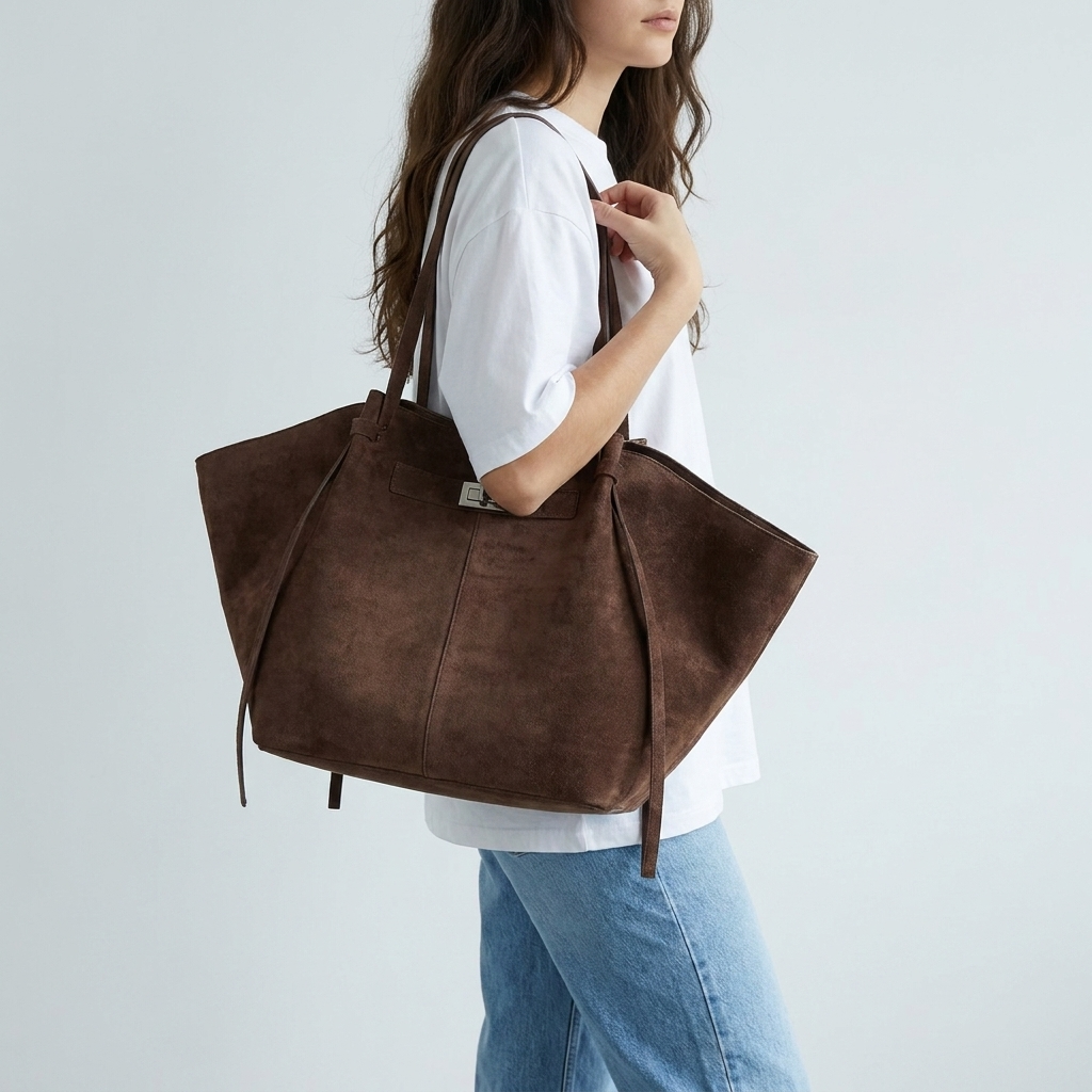 Structured Wing  suede  Tote bag | Bamberg