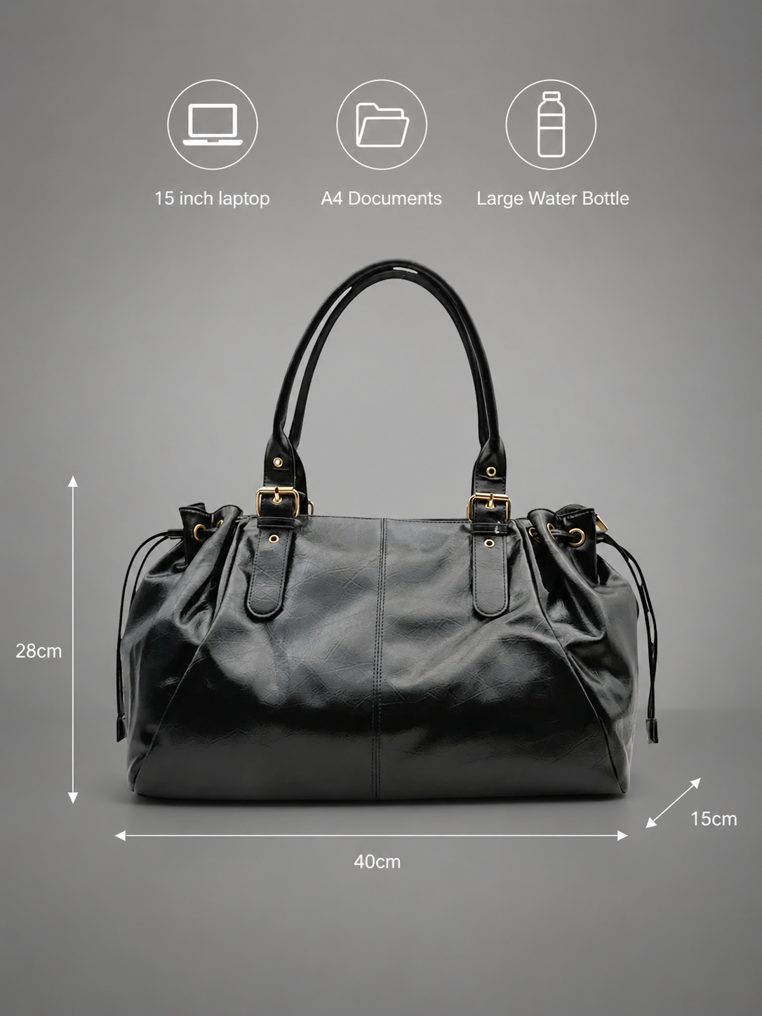 Glossy Leather Shoulder Bag | Bonn