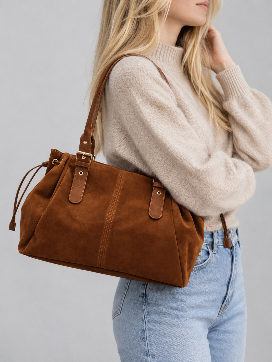 Structured Suede Shoulder Bag | Hanover