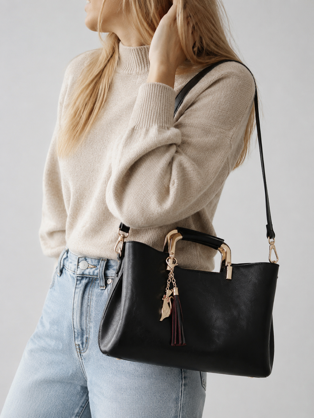 Metal Handle Tassel Satchel | Seville