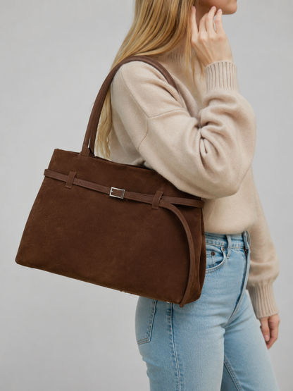 Suede Belted Tote Bag | Grenoble