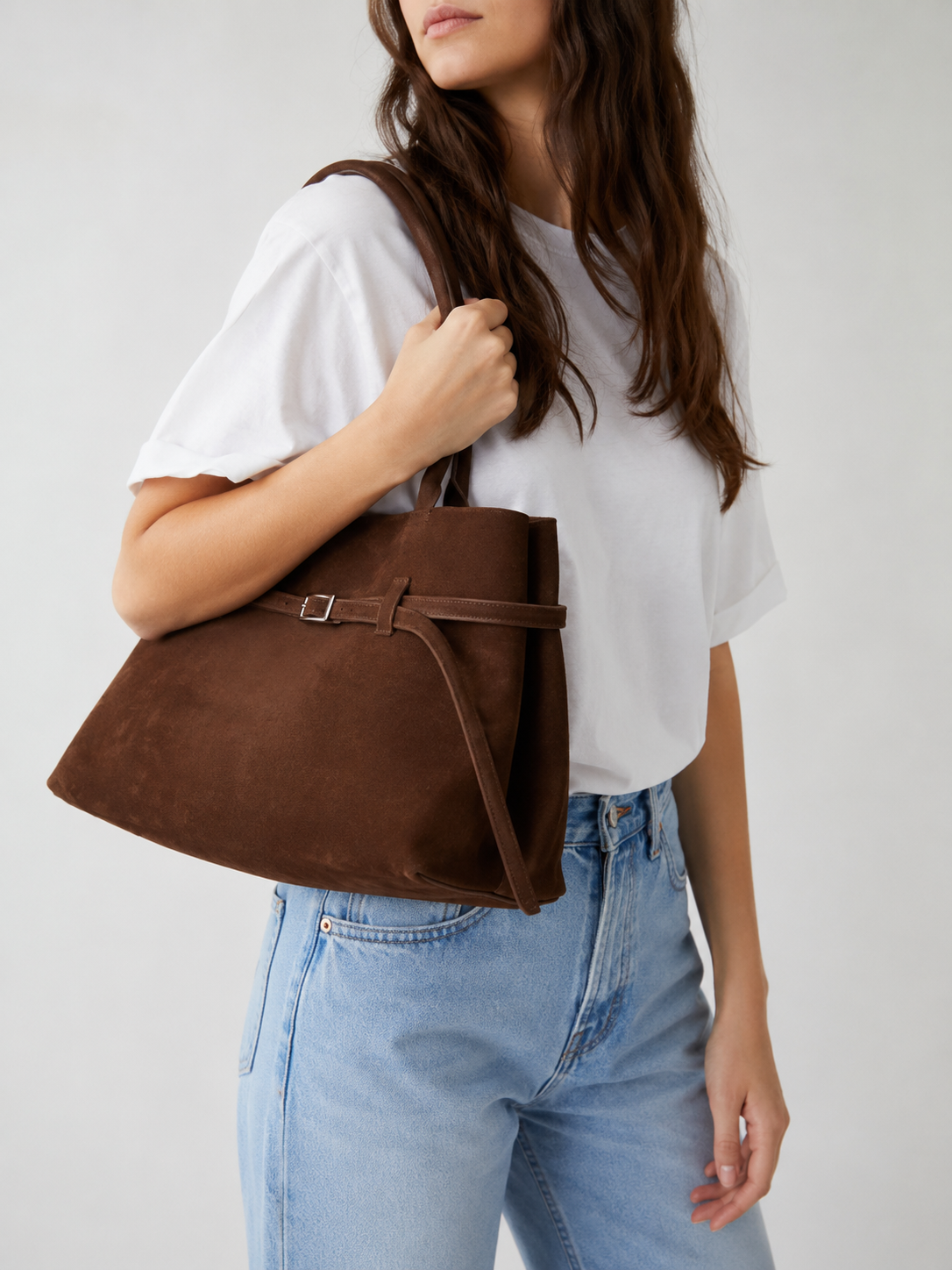 Suede Belted Tote Bag | Grenoble