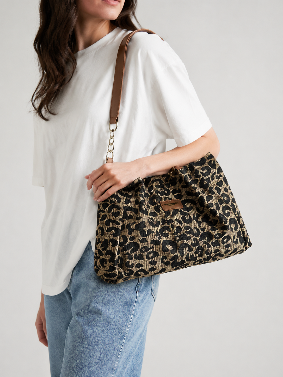 Leopard Print Chain Tote bag | Antibes