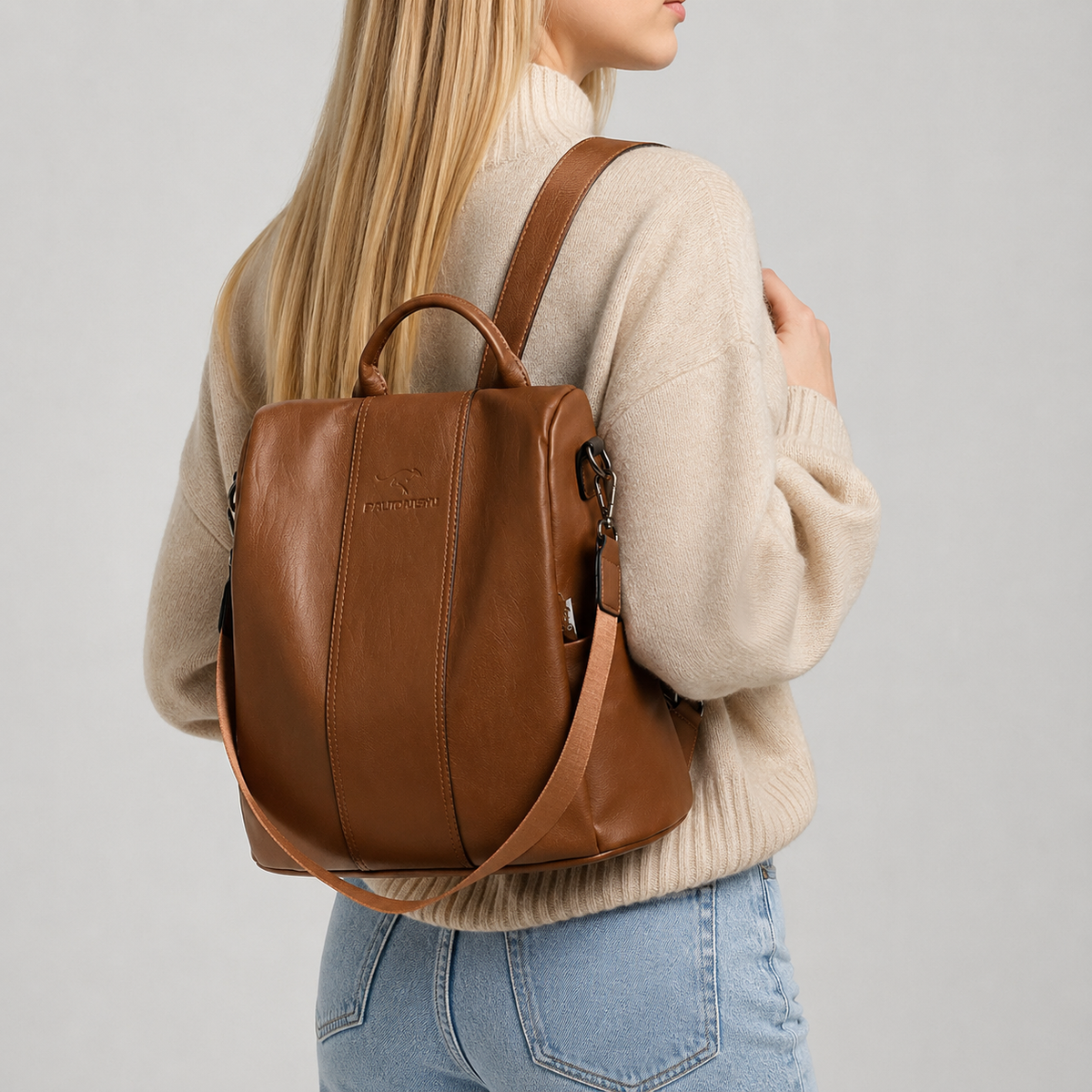 Anti Theft Leather Backpack | Ingolstadt