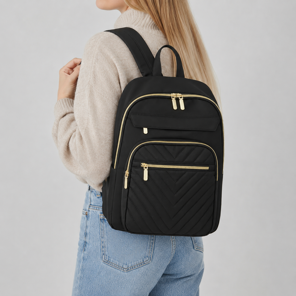 Quilted Chevron Backpack | Leuven