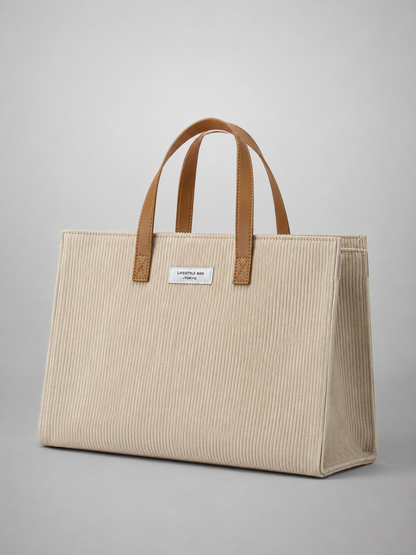 Corduroy Structured Tote Bag | Metz