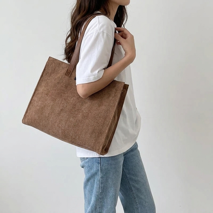 Corduroy Structured Tote Bag | Metz