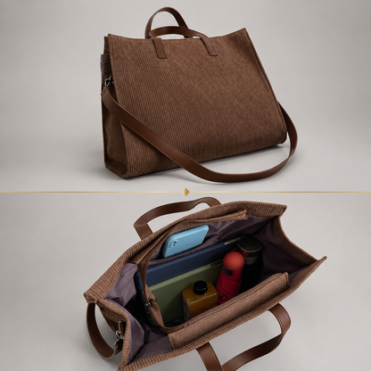 Corduroy Structured Tote Bag | Metz
