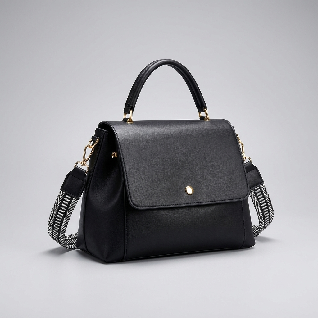 Flap Satchel with Woven Strap | Nancy